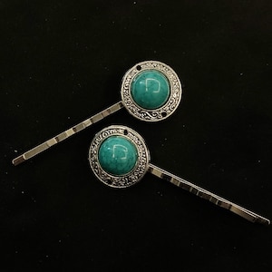 Turquoise Bobby Pins, Turquoise Hair, Turquoise Stone, Blue Silver, Faux Turquoise, Turquoise Hair Pins, Something Blue, Wedding Hair