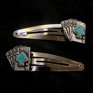 Naipes, As de Picas, Pasadores para cartas, Pinzas de contorno, Pinzas para el pelo metálicas con broche, Picas turquesa, Juegos de azar en Las Vegas, Póker