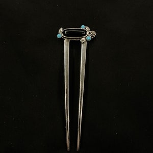 Turquoise Hair Fork, Black Hair Fork, Turquoise Black, Faux Turquoise, Silver Hair Fork, Something Blue, U Shaped Hair Fork, Hair Pin Bun