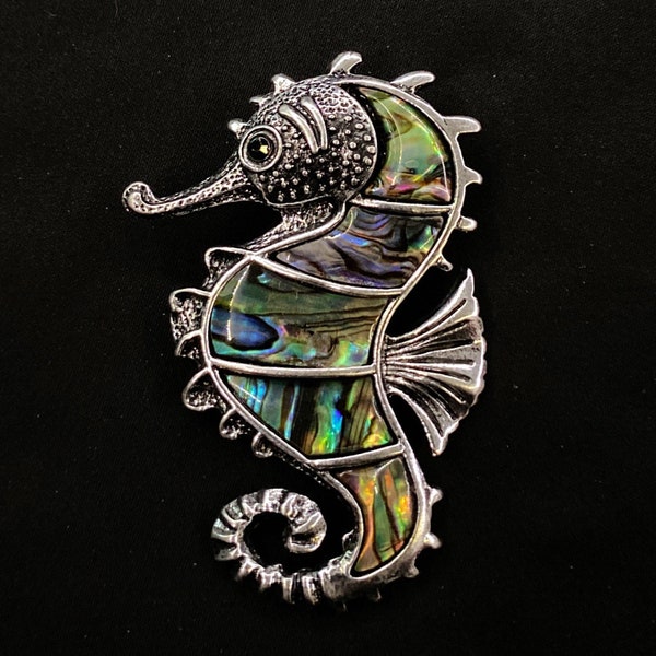 Seahorse Brooch, Abalone Seahorse, Seahorse Pin, Seahorse Jewelry, She’ll Seahorse, Fish Brooch, Sea Creature, Under The Sea, Cute Brooch