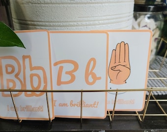 Alphabet Affirmations 78 Printable Flash Cards with Cursive, Print, and Sign Language Letters for Children, Kids, Babies, Toddlers