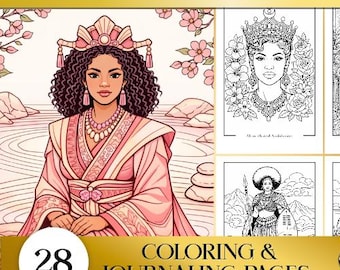 Black Queens Coloring Pages | Affirmations, Journaling (Printable PDF) - Fashioned by Heritage Collection