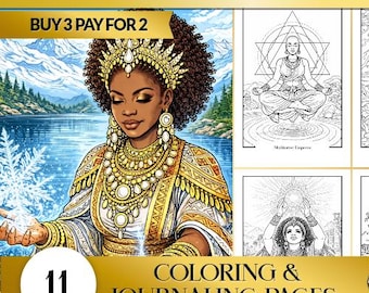 Black Queens Coloring Pages | Affirmations, Journaling (Printable PDF)