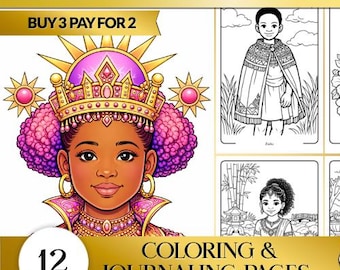 Black Princess – Printable Coloring & Activity Book | Affirmations Journal for Young Girls
