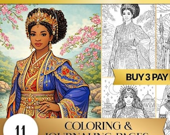 Black Queens Coloring Book | Affirmations, Journaling (Printable PDF)
