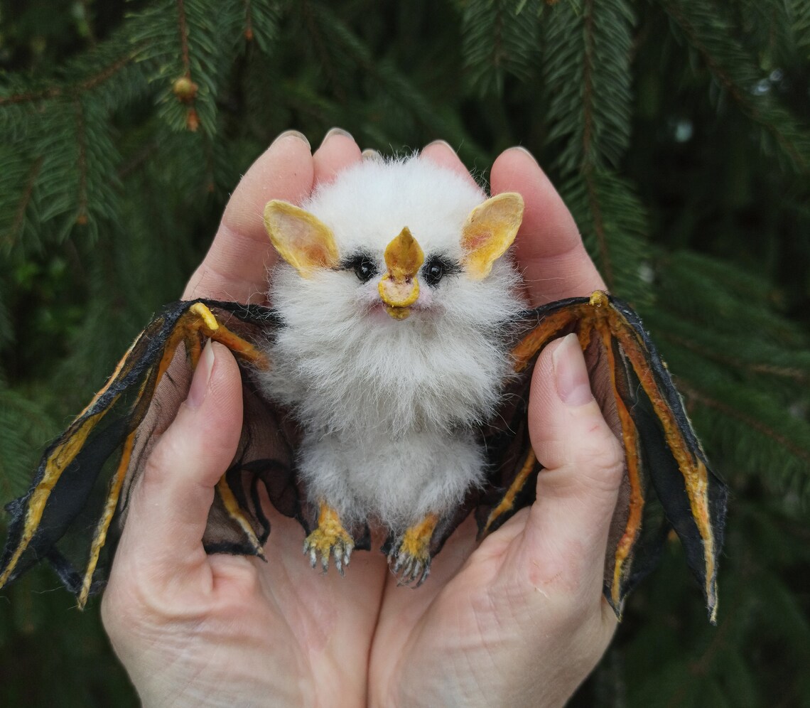 Honduran white bat miniature/Flying Fox/white bat/Pet portrait Etsy