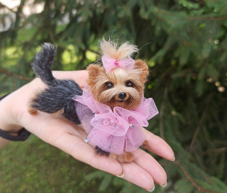 Yorkie miniature/Yorkshire Terrier/dollhouse/gift/miniature/felt animal sculpture/pet memorial/Pet portrait/pet /dog sculpture artist image 6