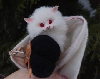 White Bat/Albino Bat/Gothic Bat/Halloween/Flying Fox/Bat/dollhouse/Miniature/realistic bat/Vampire bat/Gothic gift ideas/Halloween bat