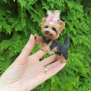 Yorkie miniature/Yorkshire Terrier/dollhouse/gift/miniature/felt animal sculpture/pet memorial/Pet portrait/pet /dog sculpture artist