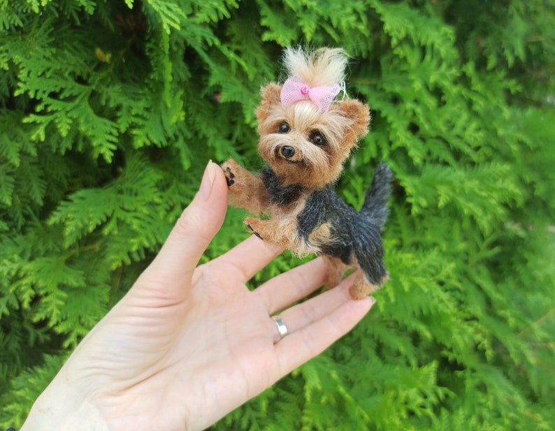 Yorkie miniature/Yorkshire Terrier/dollhouse/gift/miniature/felt animal sculpture/pet memorial/Pet portrait/pet /dog sculpture artist image 1