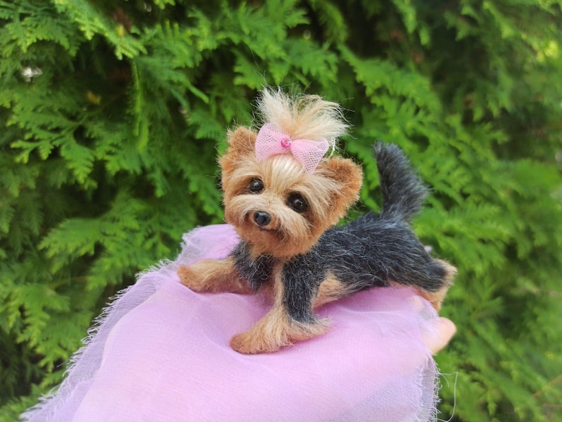 Yorkie miniature/Yorkshire Terrier/dollhouse/gift/miniature/felt animal sculpture/pet memorial/Pet portrait/pet /dog sculpture artist image 5