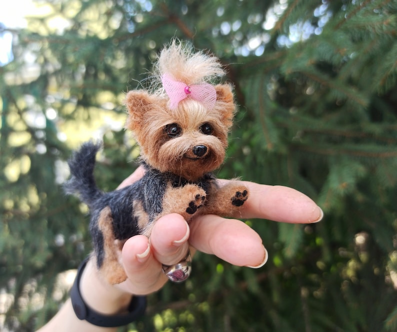 Yorkie miniature/Yorkshire Terrier/dollhouse/gift/miniature/felt animal sculpture/pet memorial/Pet portrait/pet /dog sculpture artist image 10