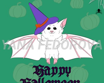 Digital product/Halloween Bat PNG/White Bat Drawing/Halloween Drawing/Postcard/Pumpkin/Animal Drawing/digital art/ZIP Archive