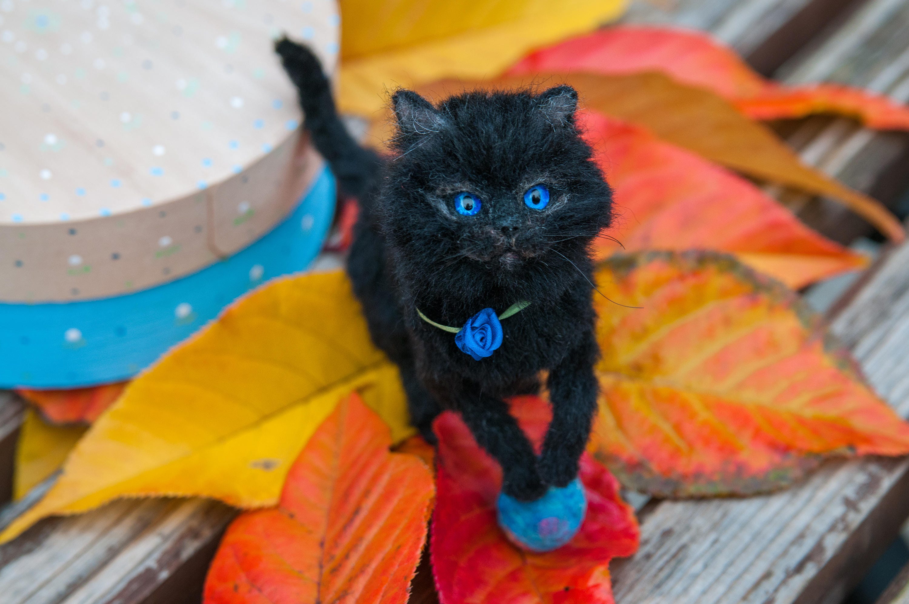 Felted Miniature of Black Kitten Ojos Azules /black cat/ Etsy