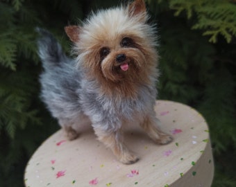 Miniature Yorkie/Yorkshire Terrier/dollhouse/gift/miniature/felt animal sculpture/pet memorial/Pet portrait/pet /dog sculpture artist