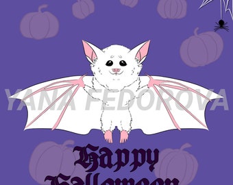 Digital product/Halloween Bat PNG/White Bat Drawing/Halloween Drawing/Postcard/Pumpkin/Animal Drawing/digital art/ZIP Archive