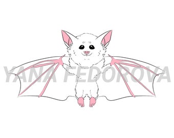 Digital product/Halloween Bat PNG/White Bat Drawing/Halloween Drawing/Animal Drawing/digital art/ZIP Archive