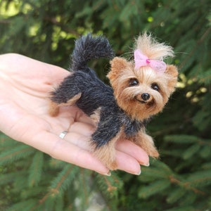 Yorkie miniature/Yorkshire Terrier/dollhouse/gift/miniature/felt animal sculpture/pet memorial/Pet portrait/pet /dog sculpture artist image 9