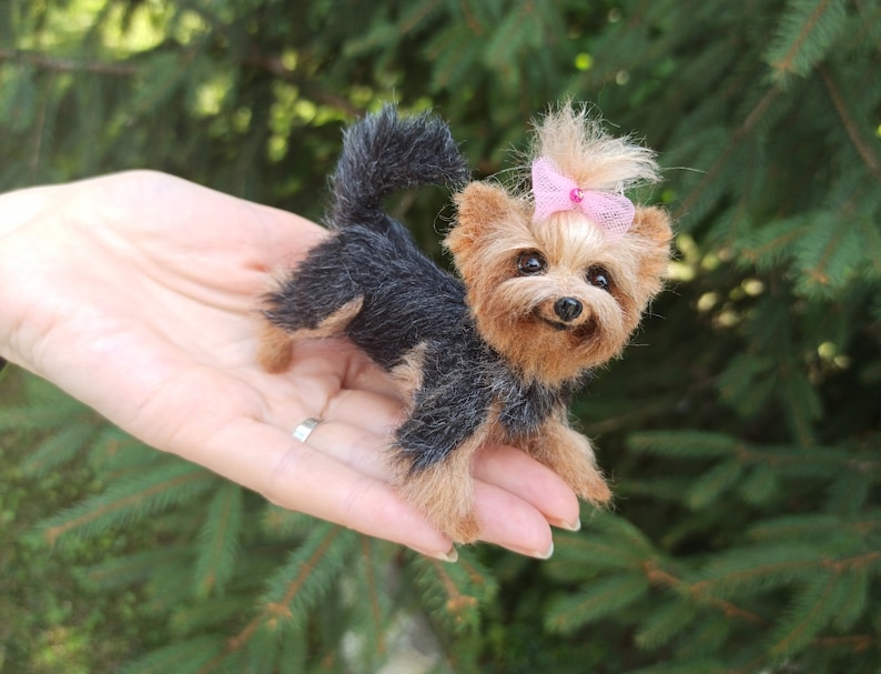 Yorkie miniature/Yorkshire Terrier/dollhouse/gift/miniature/felt animal sculpture/pet memorial/Pet portrait/pet /dog sculpture artist image 9