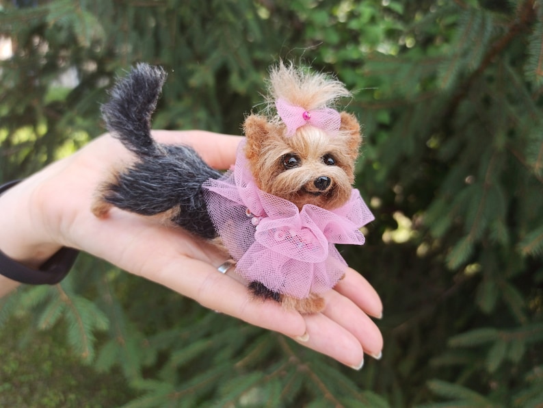 Yorkie miniature/Yorkshire Terrier/dollhouse/gift/miniature/felt animal sculpture/pet memorial/Pet portrait/pet /dog sculpture artist image 8