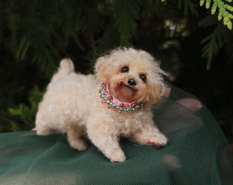 Maltipoo/miniature /Dollhouse miniature dog/Ooak Needle Felted dog/dollhouse Maltipoo miniature/dog/Custom Felted Portrait/felted animal