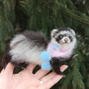 Ferret/Ferret miniature/Pet portrait/Sculpture/dollhouse/gift/OOAK Sculpture/realistic animals