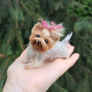 Yorkie miniature/Yorkshire Terrier/dollhouse/gift/miniature/felt animal sculpture/pet memorial/Pet portrait/pet /dog sculpture artist