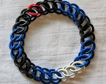 Stretchy Leather Pride chainmaille bracelet