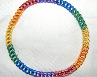 Stretchy Gay Pride rainbow chainmaille necklace