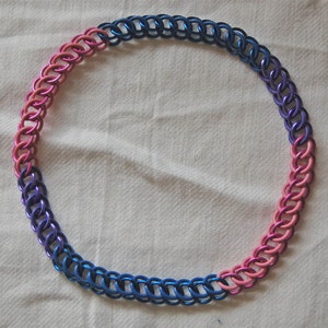 Stretchy Bisexual Bi Pride chainmaille necklace