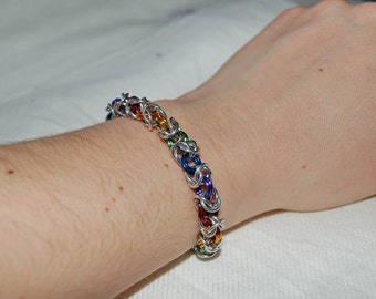 Rainbow aluminium chainmaille bracelet- gay pride?