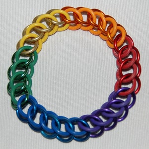 Stretchy Gay Pride rainbow chainmaille bracelet