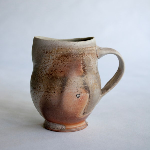 Pottery Mug - Wood Fired Tea Cup - Handmade Coffee Mug - Ceramic Cup with Handle - Anagama Mug - One of a kind pottery mug - Wheel Thrown