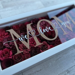 Beautiful Paper Flower Shadow Box Gift for Mothers Day for Mom, Grandma, Mimi, Nana, Wife, etc