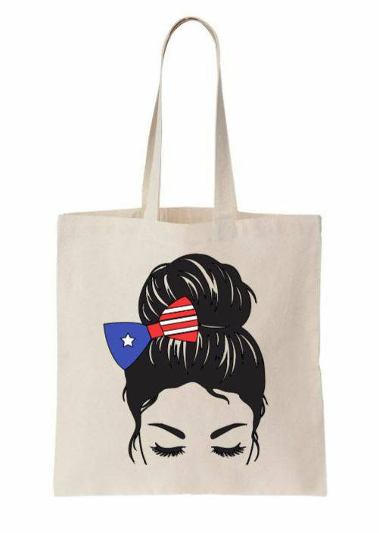 Messy bun puerto Rican girl Custom natural canvas tote bag | Etsy