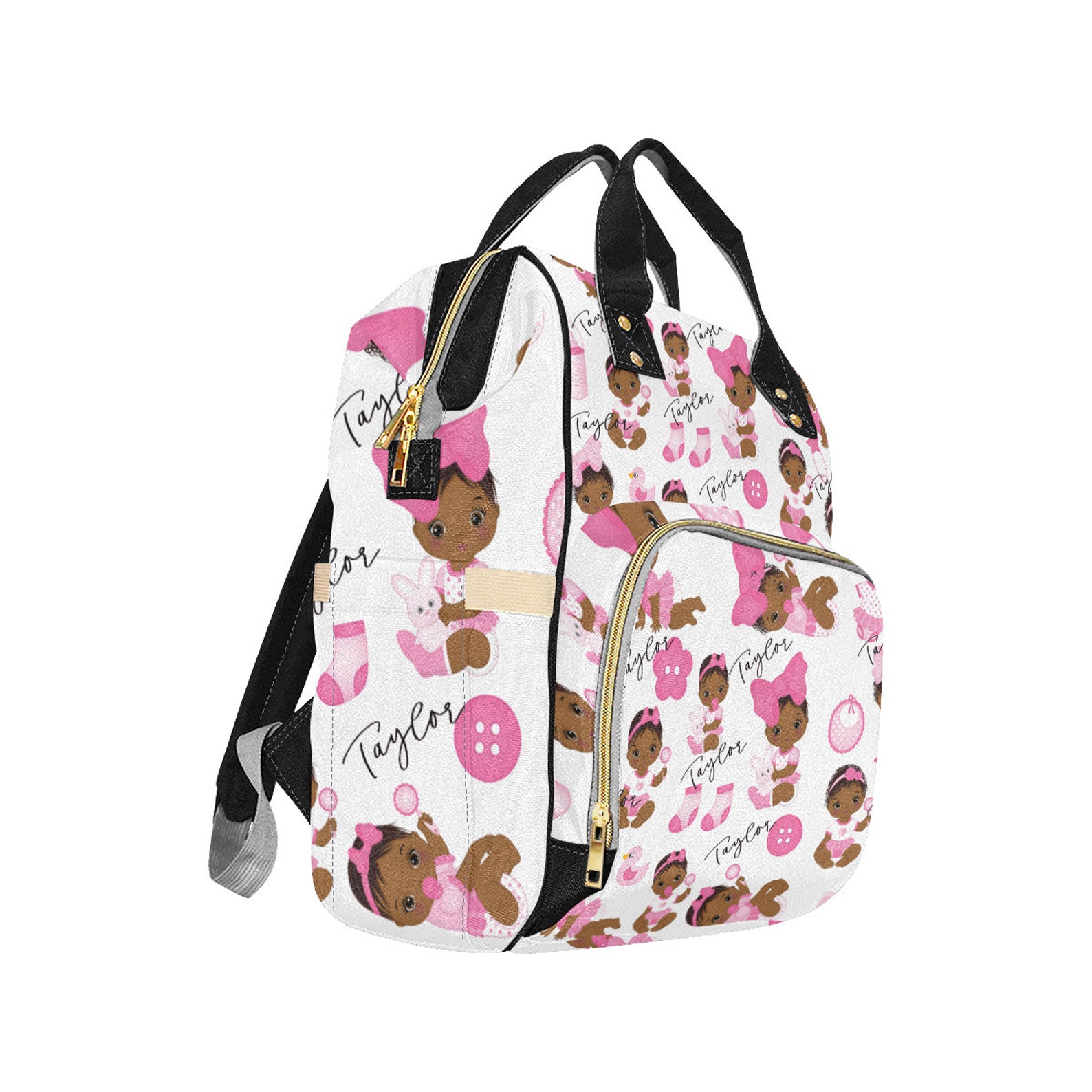 African American Personalized Baby Girl Backpack Diaper Etsy