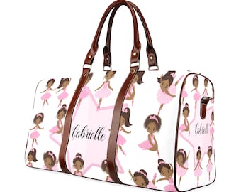 African American Personalized Ballerina Travel Weekender Clothing Bag Star Dance Class Studio Gym Vacation Free Shipping Worldwide