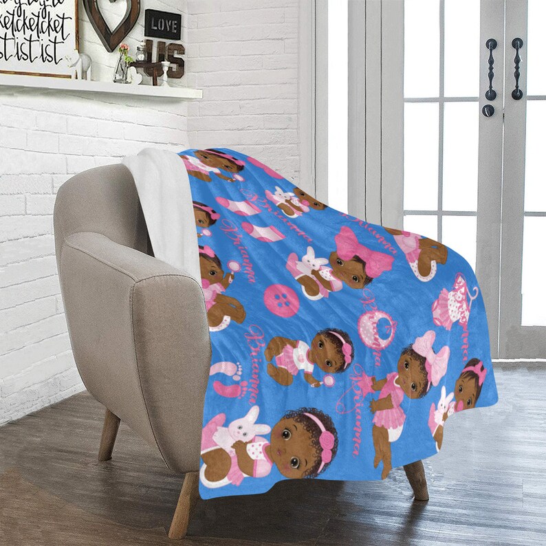 Personalized Baby Girl African American Baby Fleece Throw Etsy