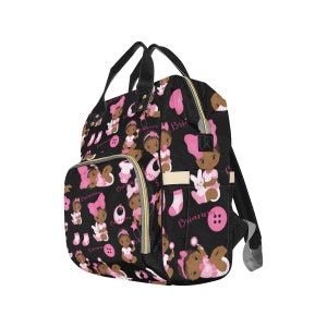 African American Personalisierte Baby Mädchen Rucksack Windel Kleidung Flaschen Tasche Einzigartige Druck-Babypartygeschenk Mama