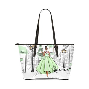 Afroamerikaner hübsch im Grün Paris Duffle Bag Personalisierte Option Vegan Leder Tragetasche