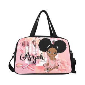 Boutique Shopping Custom Personalisierte Afroamerikaner Kleine Prinzessin Reisetasche mit Unterfach