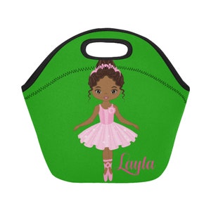Personalisierte Ballerina African American Girls Dance Ballett Lunch Bag