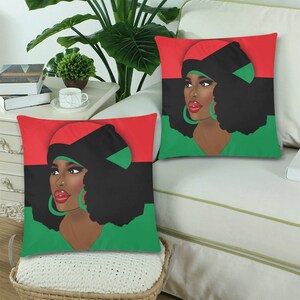 Afro Strong Black Woman Red Black Green Striped Pillow Covers Set Home Decor Toss Throw Covers Unique Design Print Free Shipping