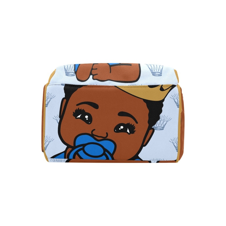 Crowned Prince Personalized African American Baby Boy Backpack Diaper Clothing Bottles Bag Unique Print Baby Shower Gift Mommy Daddy