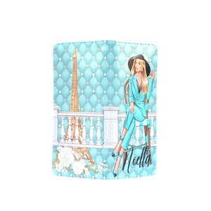 Personalisierte Paris Cafe Perle Diamant blonde Frau Tufted Print Luxus Reise Geldbörse mit Reißverschluss Kreditkarte Steckplätze Geld Telefon
