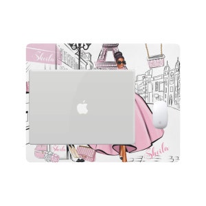 Grand tapis de souris de bureau personnalisé afro-américain Scène de Paris rose
