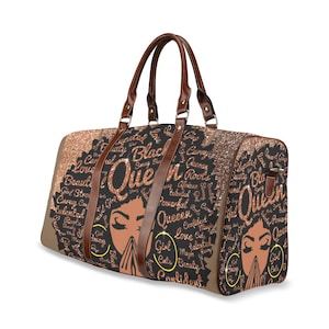 Chocolate Queen Beautiful Print African American Woman Travel Purse Duffle Bag Free Worldwide Shipping