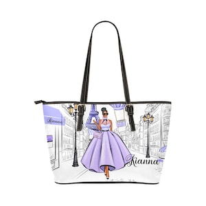Afroamerikaner hübsch im Lavendel Paris Duffle Bag Personalisierte Option Vegan Leder Tragetasche