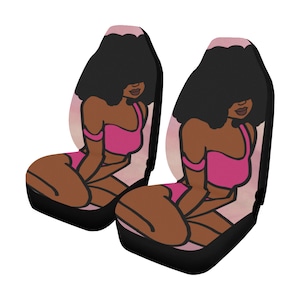 African American Afro Frau Rosa Bikini Schwarz Schöne Autositzbezüge Set Kostenloser Weltweiter Versand