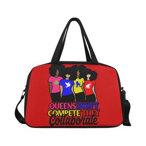 Afro Queens Sorority Sporttasche Handgemacht Reisetasche Unterfach Für Schuhe Melanierter Einzigartiger Designdruck Kostenloser Weltweiter Versand